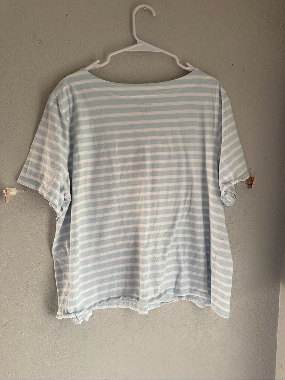 Coral Bay Woman Striped Short Sleeve T-Shirt Blue White Plus Size 3X